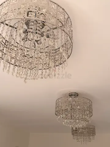 3 piece - Pair of Crystal Wall Sconces — Modern Chandelier Style