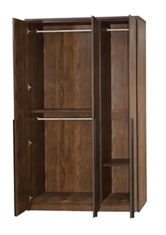 3-Door Wooden Wardrobe with Shelves and Hanging Rails 	L-1200 x W-530 x H-2000
