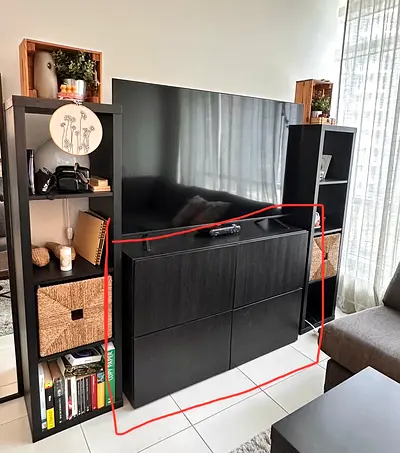 2 drawers set as tv unit with storage shelves