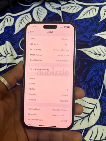 iPhone 14 Pro Max 256GB - only WiFi sim not working good battery timing Face ID working camera work