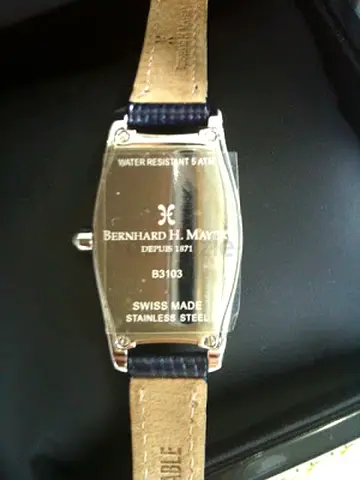 Bernhard H. Mayer Swiss Made Mens Watch - Blue Leather Strap, Stainless Steel Back - URGENT SALE
