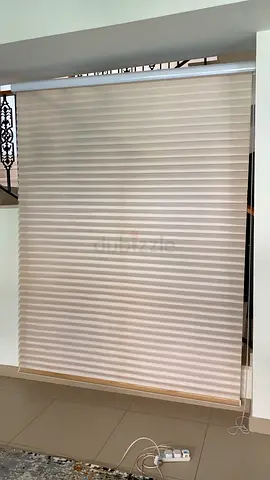 Beige Pleated Roller Blind / Window Shade - Good Condition