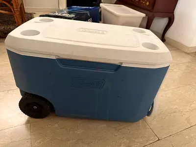 Coleman Wheeled Cooler big size - Blue, Good Used Condition