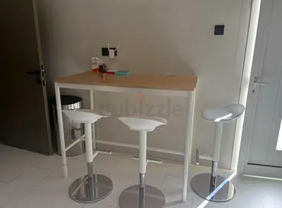 High Table with 3 bar stools