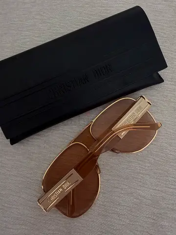 Christian Dior Sunglasses with Case - Brown/Gold