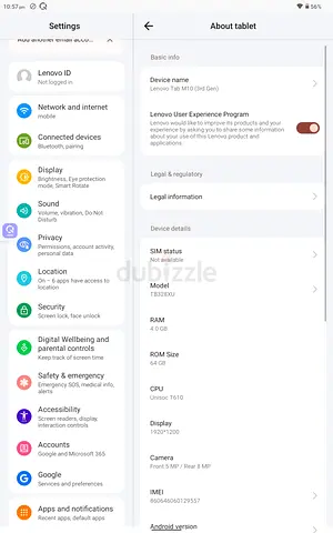 Lenovo Tab M10 (3rd Gen) - 64GB, 4GB RAM, Good Condition