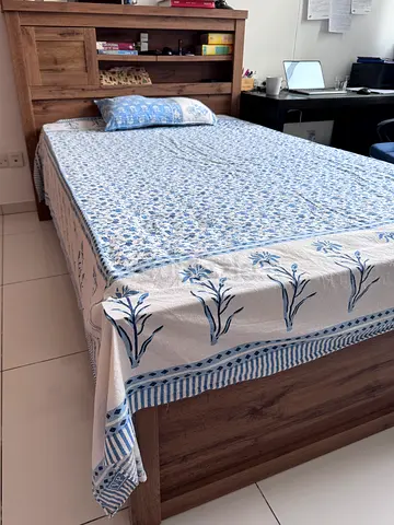 Wooden Bed Frame with Headboard Storage - Single cot