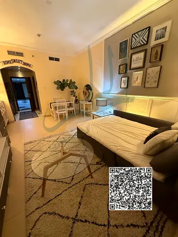 استديو مطبخ منفصل مساحة واسعه للايجار الشهري المفروش الجرف 2 ابراج الياسمين مقابل سيتي سنتر عجمان
