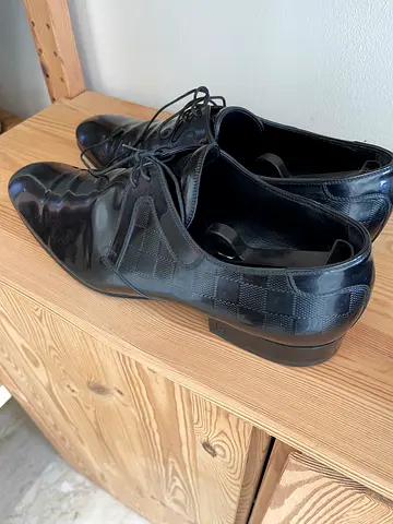Black Mens Authentic LV Leather Dress Shoes - Lace Up, Size 44