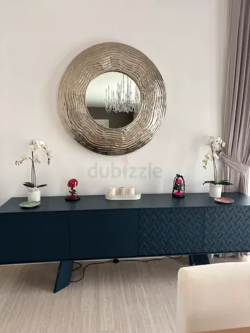 Modern navy blue sideboard / console table with textured doors