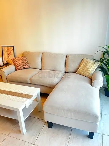 3-Seater L-Shaped Beige Sofa with Chaise GOOD CONDITION  FORST OWNER
