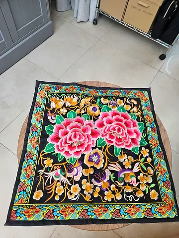 Hand-embroidered Cushion Cover/ Wall Hanging - Vintage Style