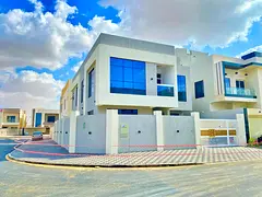 Rent in Al Yasmin, corner villa, five master bedrooms, majlis, living room and maid's room
