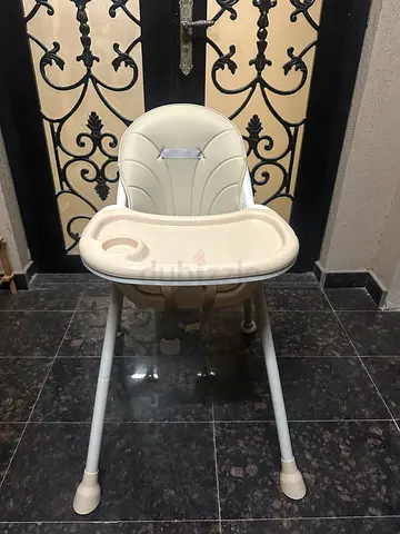 Comfortable Cream Baby High Chair with Tray