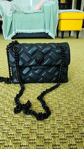 Black Quilted Leather Shoulder Bag with Chain Strap - Good Condition