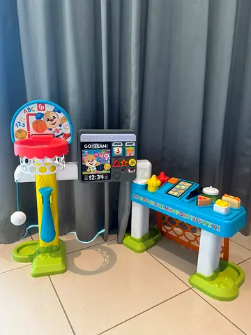 Kids Activity Play Center with Basketball Hoop and Learning Panel