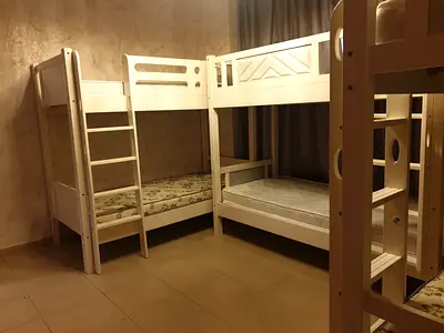 wooden bunk bed