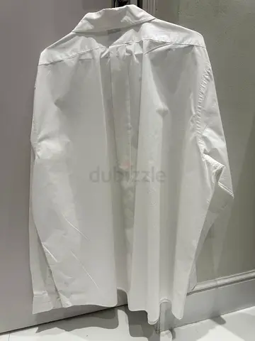Plain white long-sleeve dress shirt — classic fit - Size XL