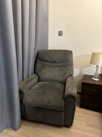 Grey Fabric Recliner Armchair - Comfortable Single Seat