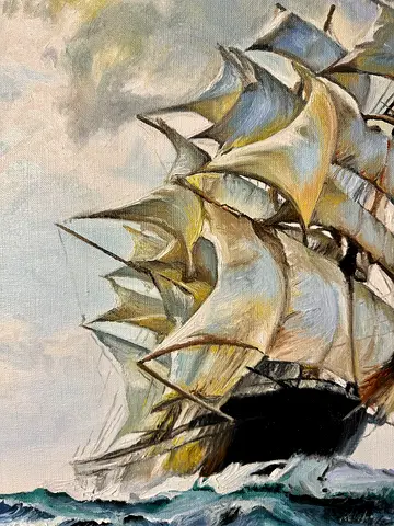 Original Oil Painting Ship at Sea | Luxury Wall Art