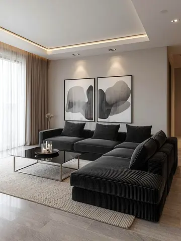 Black colour 5 seater L shape Sofa