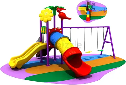 WigooHome Sunny Day Deluxe Playground Set – Multi-Slide Castle with Swing  Basketball Hoop