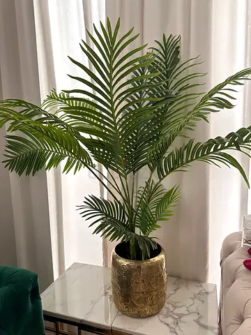fake plant with gold pot