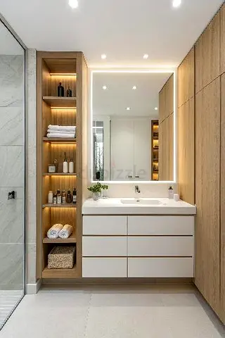 Modern Bathroom Vanity and Storage Cabinet Set
