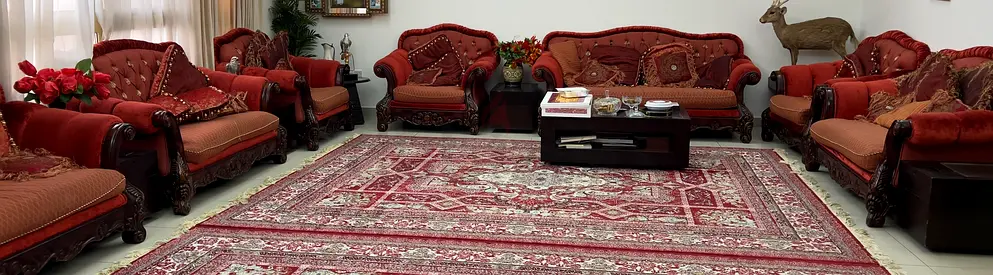 Traditional 9-piece Living Room Sofa Set with Matching Oriental Rug
