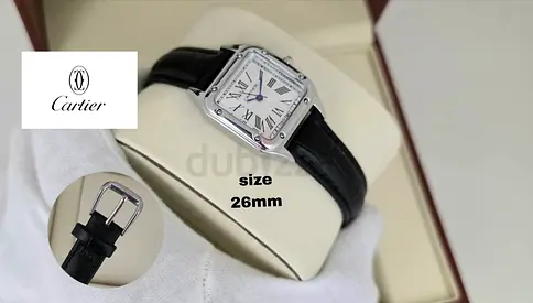 Cartier Santos Galbée 26mm Ladies Watch - Black Leather Strap