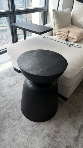 Black Hammered Metal Side Table