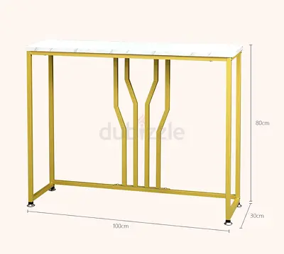 Slim Gold Console Table with White Top (100cm x 30cm x 80cm)
