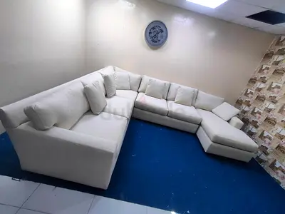 Crate and barrel beige color Ushape sofa for sale