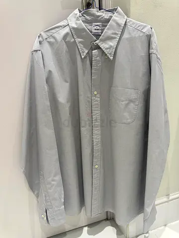 Light grey long-sleeve button-up shirt, slim casual fit (mens) - Size XL