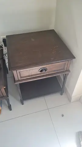 Set of 2 Wooden Side Tables with Drawer