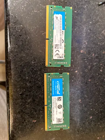 Pair of 16GB DDR4 SODIMM Laptop RAM (Crucial  Micron) — Used total (32gb)