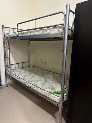 2 sets Metal Bunk Bed with 4 Mattresses — Sturdy Silver Frame- All in price