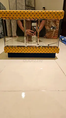 Glass Display Coffee Table with Upholstered Edges — Good Condition