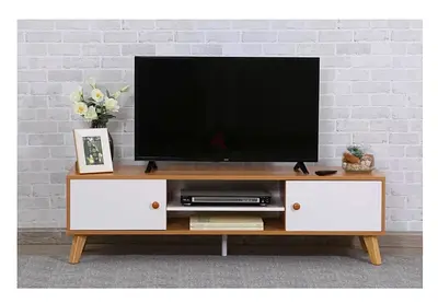 TV, table, and receiver