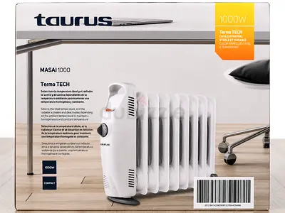 Taurus Masai 1000W Oil-Filled Radiator Heater – Compact  Portable