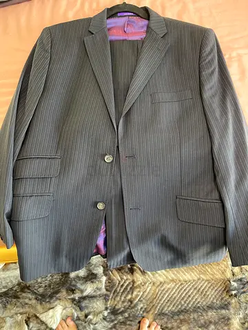 Ted Baker Mens Grey Pinstripe Suit Jacket - Size 50