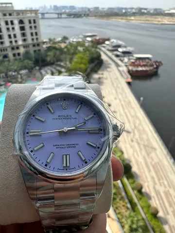 New May 2026 Rolex Oyster Perpetual mens watch - lavender dial, 41mm