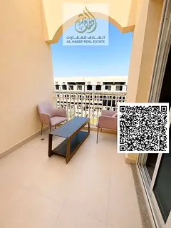Furnished townhouse for rent in Al Zahia, Uptown compound. Three floors with a large terrace, master