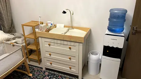Baby Changing Table with Bamboo Storage Shelves, Dubai Creek Harbour