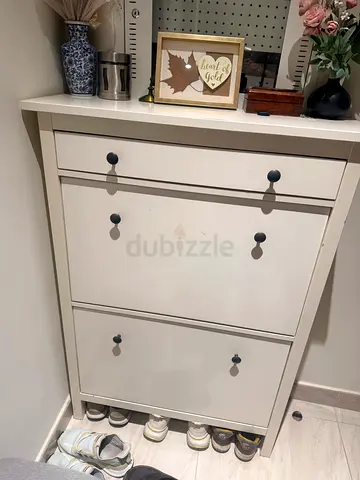 White 3 Drawer shoe cabinet  - Good Condition