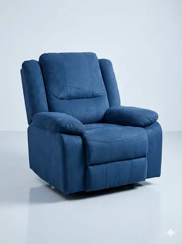 Premium Blue Plush Single-Seat Recliner Armchair - Comfortable Living Room Chair