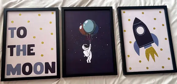 Set of 6 Astronaut and Space Themed Wall Art Frames