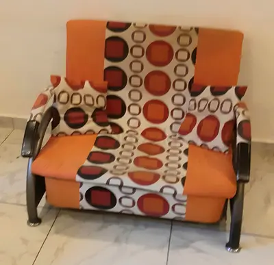Single Sofa cum Bed - Metal Frame with Headboard and Sideboard