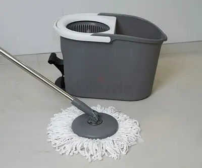 e spin mop and bucket cleaning system with a stainless steel