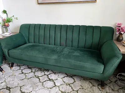 Green Velvet 3-Seater Sofa,  buy the sofa, get the two armchairs free.